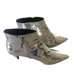 NWT Zara Metallic Silver Pixie Zip Up Boots 7.5